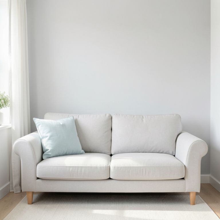 a small living room painted in soft white and light gray tones with a pale blue accent cushion on a light sofa, bright and airy feel, no text, no words, no letters, no signs, no watermarks a small living room painted in soft white and light gray tones with a pale blue accent cushion on a light sofa, bright and airy feel, no text, no words, no letters, no signs, no watermarks