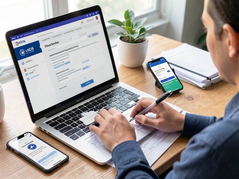 Immigrant using USCIS app for case tracking