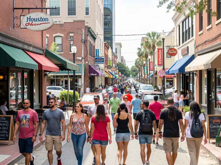 Diverse immigrants in a Houston neighborhood representing best US cities for new immigrants