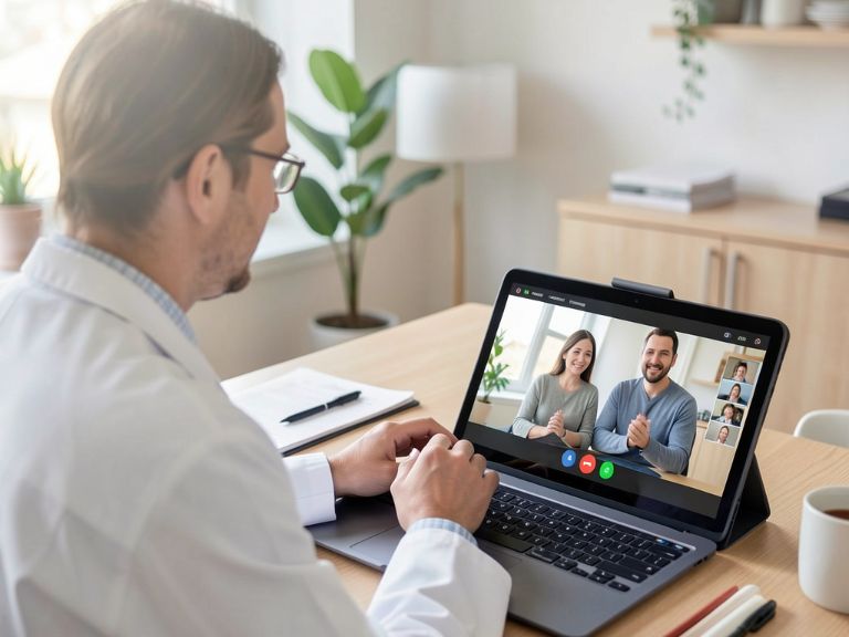 doctor having a telehealth video call with a patient
