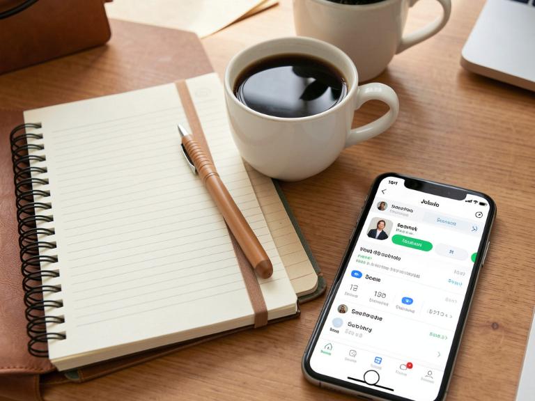 Desk with job search materials and smartphone
