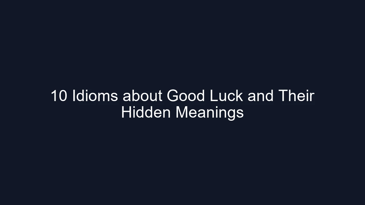 10 Idioms about Good Luck and Their Hidden Meanings