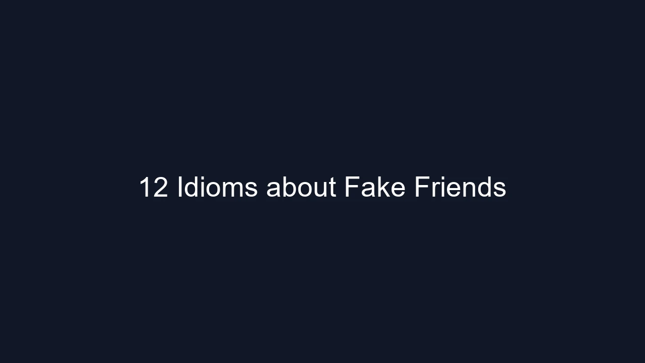 12 Idioms about Fake Friends